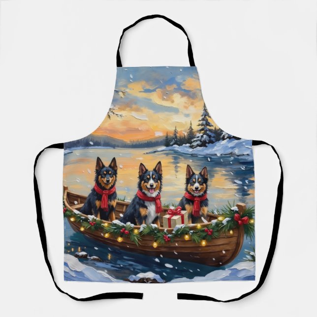 Finnish Lapphund Christmas Boat Holiday Schürze (Vorderseite)