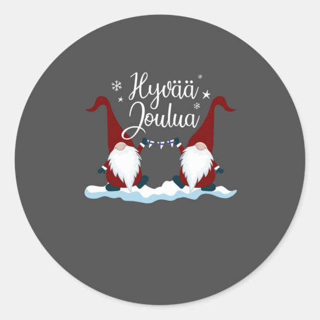 Finnish Merry Christmas Finland Gift Tee Hyvaa Jou Runder Aufkleber (Vorderseite)