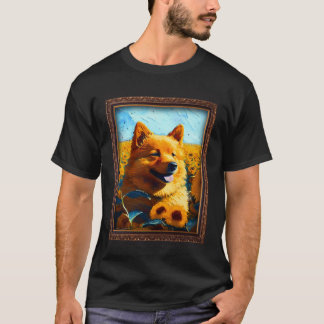 Finnish Spitz Painting Sunflower Flower Mom Women  T-Shirt