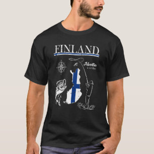 Finnland Angelteam Angelreise Suomi Finnische Flag T-Shirt