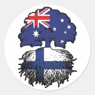 Finnland Australien Tree Roots Runder Aufkleber