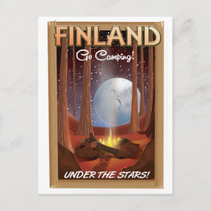 Finnland Camping unter den Sternen Poster Postkarte