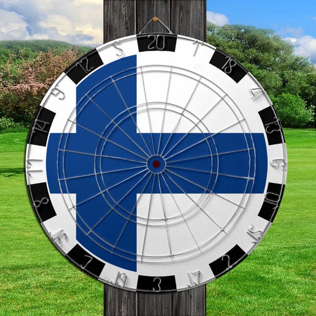 Finnland - Dartboard und Finnische Flagge / Spielb Dartscheibe (Von Creator hochgeladen)