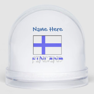 Finnland Finnische Flagge Blau Personalisiert  Schneekugeln
