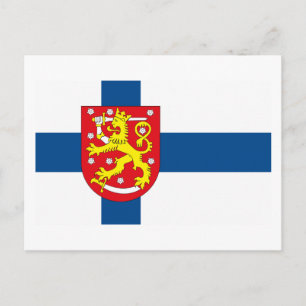 Finnland Flagge mit COA Postkarte
