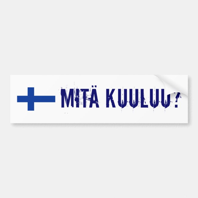 Finnland-Flagge, Mita Kuuluu? Autoaufkleber (Vorne)