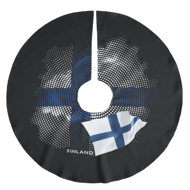 Finnland-Flagge Polyester Weihnachtsbaumdecke (Vorderseite)