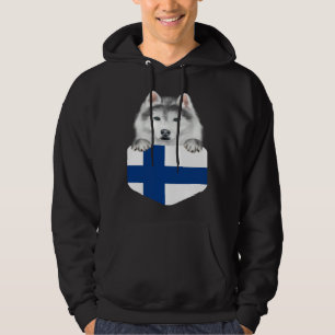 Finnland-Flagge Sibirischer Husky-Hund in der Tasc Hoodie