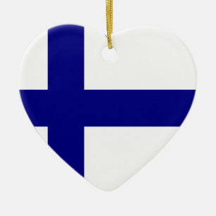 Finnland-Flaggen-Herz Keramik Ornament