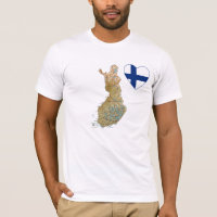 Finnland-Flaggen-Herz und Karten-T - Shirt