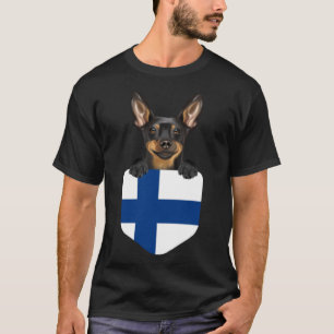Finnland Flaggen Miniaturpinscher Hund in Tasche T-Shirt