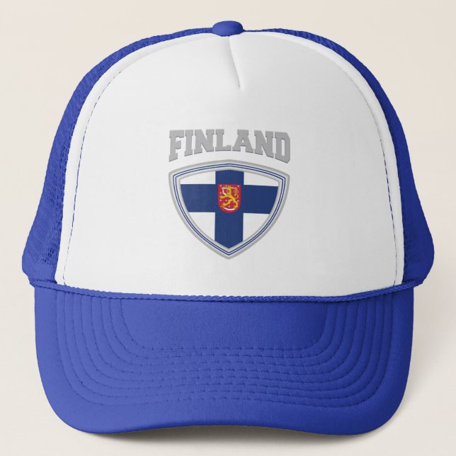 Finnland - Flaggenschild und Emblem Truckerkappe (Vorderseite)