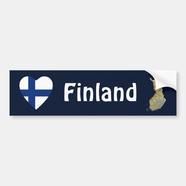 Finnland Flaggenschwerpunkt + Karte Autoaufkleber (Vorne)