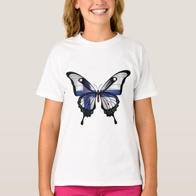 Finnland Frack Schmetterlingsflaggenaufkleber T-Shirt (Vorderseite)