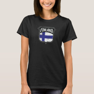 Finnland Fußball Vintage Landesflagge Wappen Schil T-Shirt