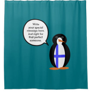 Finnland - Gespräch mit Frau Penguin Personalisier Duschvorhang