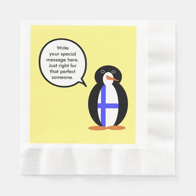 Finnland - Gespräch mit Frau Penguin Personalisier Serviette (Vorderseite)