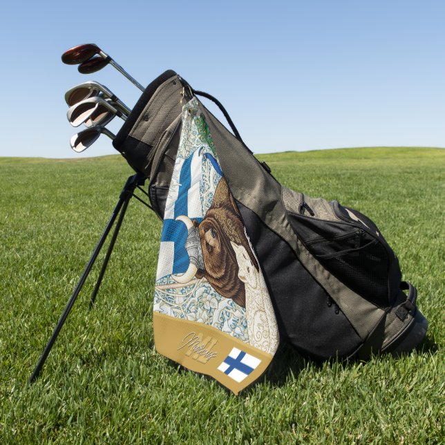 Finnland Golf, Monogram, Viking Bear, Arctic Fox Golfhandtuch (Gras)