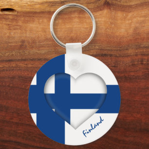 Finnland & Herz, finnische Flagge, Mode / Sport Schlüsselanhänger