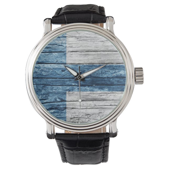 Finnland - Holzflagge Armbanduhr (Vorderseite)