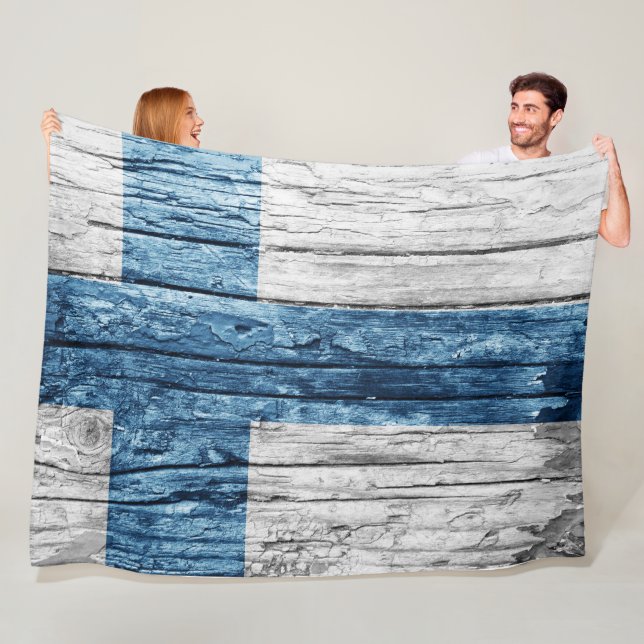 Finnland - Holzflagge Fleecedecke (Beispiel)
