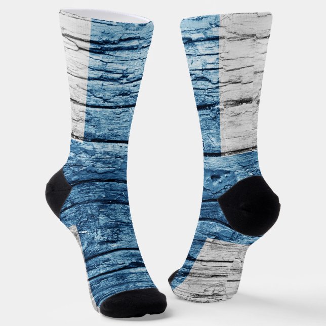 Finnland - Holzflagge Socken (Gewinkelt)