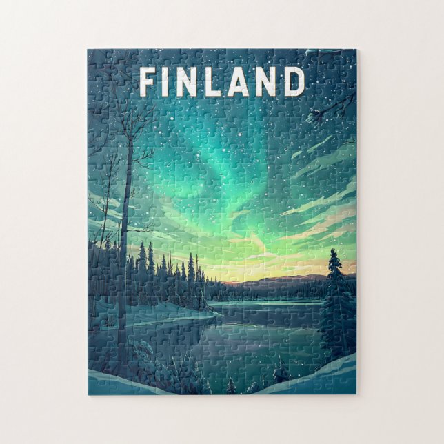 Finnland Illustration Travel Art Vintag (Vertikal)