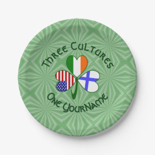 Finnland Irland USA Kleeblatt Flagge Personalisier Pappteller