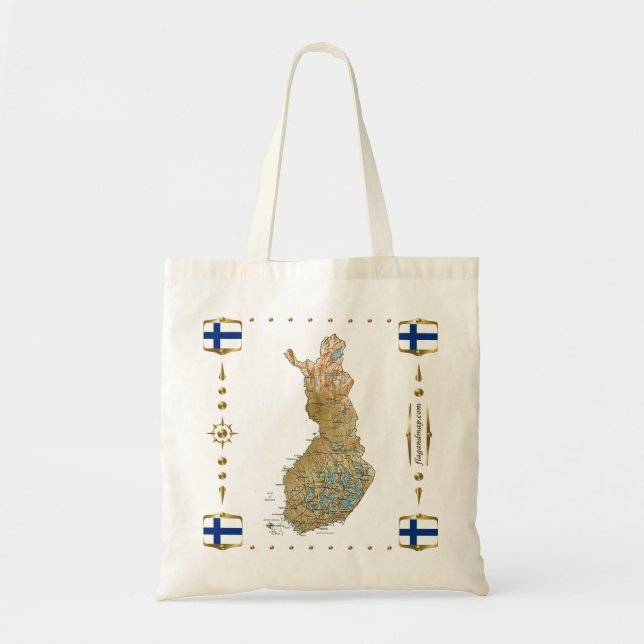 Finnland-Karte + Flaggen-Tasche Tragetasche (Vorne)