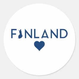 Finnland Karte und Herz White Blue Runder Aufkleber