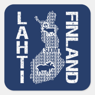 FINNLAND-KARTEN-Aufkleber - Lahti Quadratischer Aufkleber