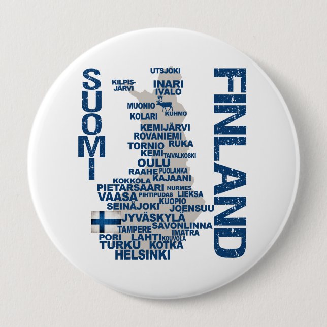 FINNLAND-KARTEN-Knopf Button (Vorderseite)