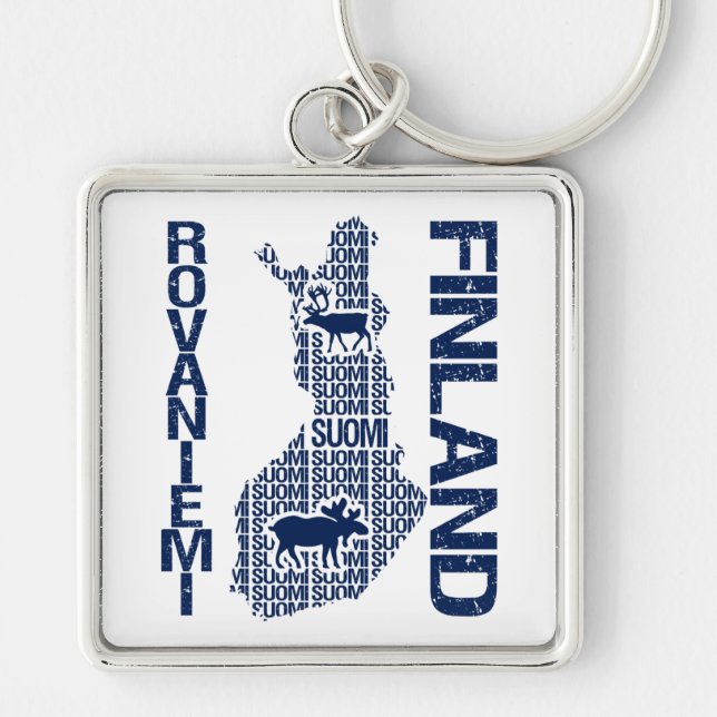 FINNLAND-KARTEN-Schlüsselkette - Rovaniemi Schlüsselanhänger (Vorne)