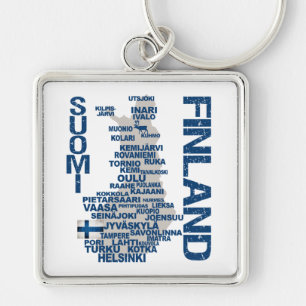 FINNLAND-KARTEN-Schlüsselkette Schlüsselanhänger