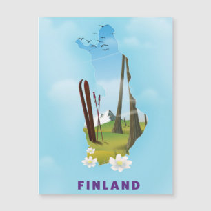 Finnland kartografiert Illustriertes Reiseplakat Magnetkarte