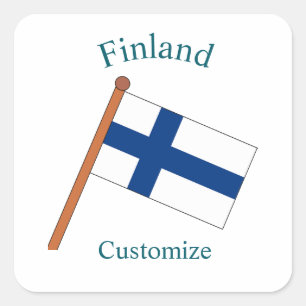 Finnland Landesflagge Thunder_Cove Quadratischer Aufkleber