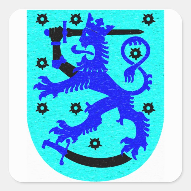 Finnland Löwe und Schwertwappen Quadratischer Aufkleber (Vorderseite)