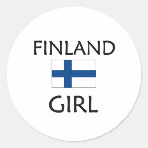 FINNLAND-MÄDCHEN RUNDER AUFKLEBER
