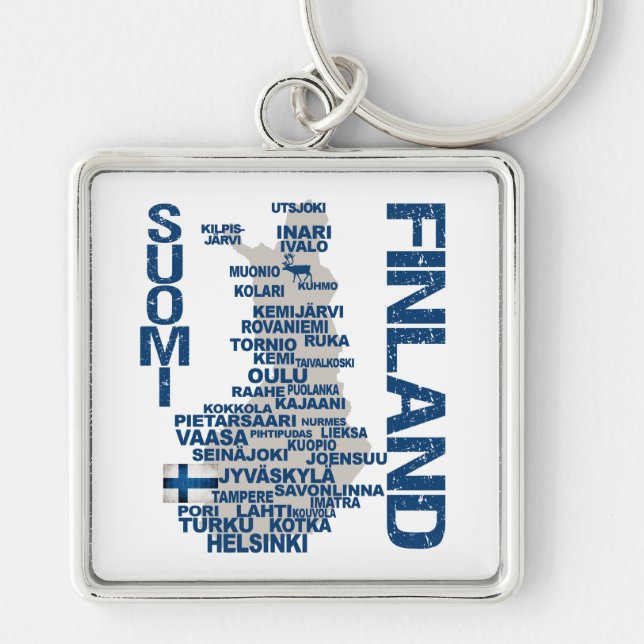 FINNLAND-MAP-Schlüsselkette Schlüsselanhänger (Vorne)