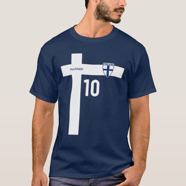 Finnland National Football Team Soccer Retro Jerse T-Shirt (Vorderseite)
