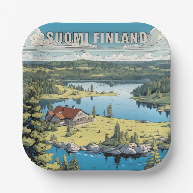 Finnland - Naturdarstellung Pappteller (Vorderseite)
