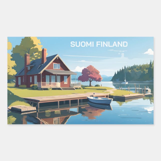 Finnland - Naturdarstellung Rechteckiger Aufkleber (Vorderseite)