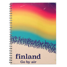 Finnland Retro-Urlaub 'Regenbogen' Poster Druck.