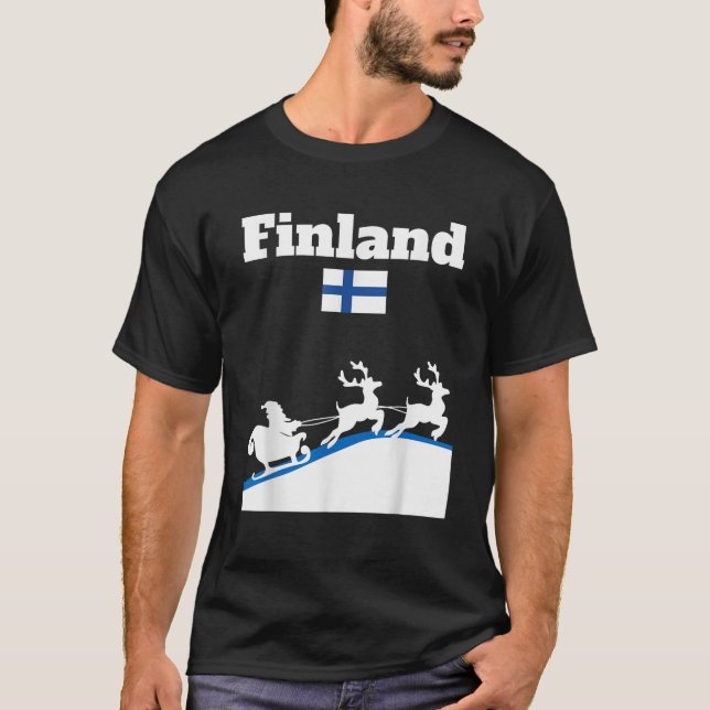 Finnland Santa Claus Schlittenhirten Finnland Flag T-Shirt (Vorderseite)