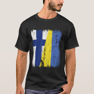 Finnland Ukraine Halbflagge Finnisches Ukrainische T-Shirt