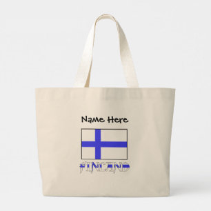 Finnland und Finnische Flagge Personalisiert  Jumbo Stoffbeutel