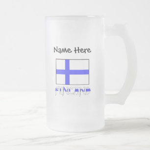 Finnland und Finnische Flagge Personalisiert  Mattglas Bierglas