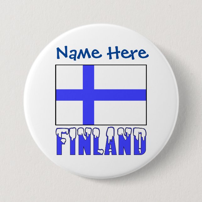 Finnland und Finnland - Blaue Personalisierung der Button (Vorderseite)