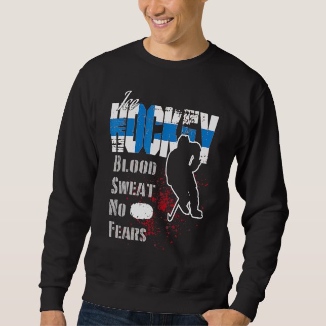 Finnland Unterstützt Blood Sweat No Ängste Eishock Sweatshirt (Vorderseite)