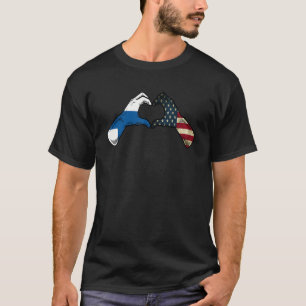 Finnland USA Flaggen USA Finnisches Herz T-Shirt